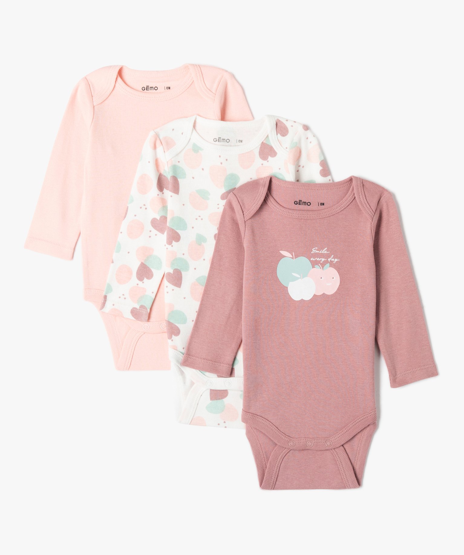Bodies bébé imprimés à manches longues (lot de 3) multicolore | GEMO
