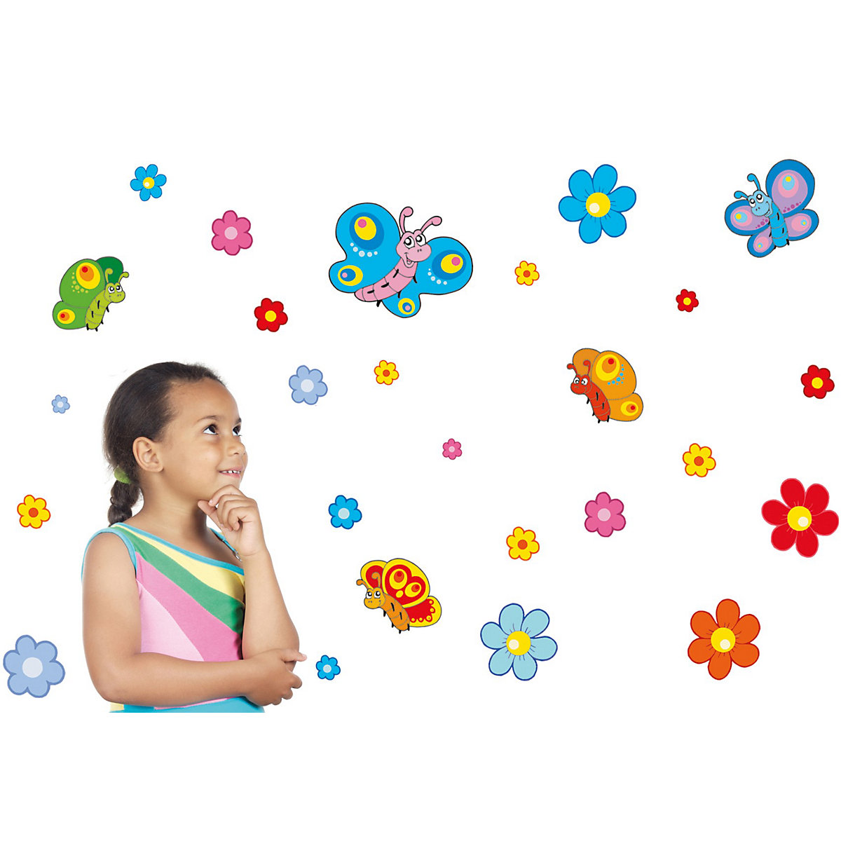 Wandtattoo Blumen und Schmetterlinge, 26-tlg.