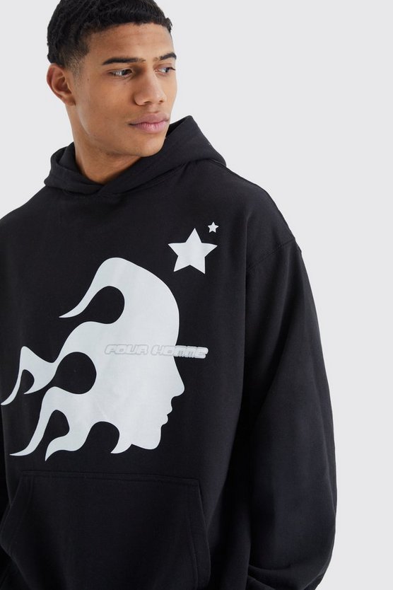 Oversize Hoodie mit Homme-Print