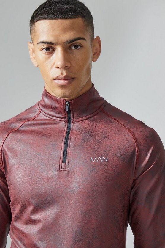 Man Active Slim-Fit Oberteil mit Print und Reißverschluss