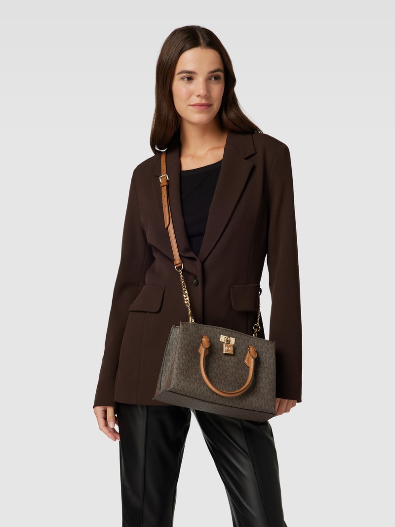 Handtasche mit Allover-Logo Modell 'RUBY' in mittelbraun