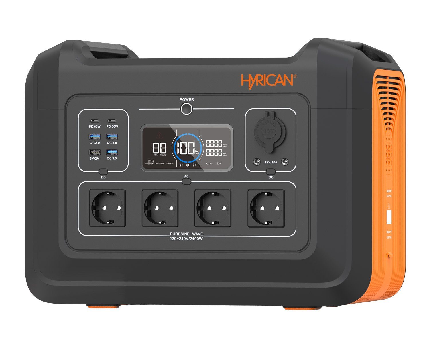 Hyrican UPP-2400, 2400 Watt, 2232 Wh, LiFePO4, tragbarer Akku/Batterie Powerstation 697500 mAh, mobiles Ladezentrum für Not-& Stromversorgung