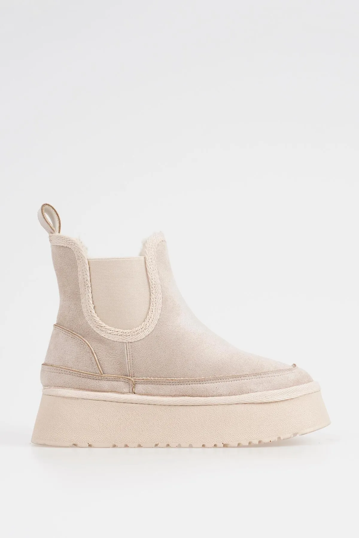 CZ London  Damen-Chelsea-Stiefel, elastisch, bequem, mit Fell innen