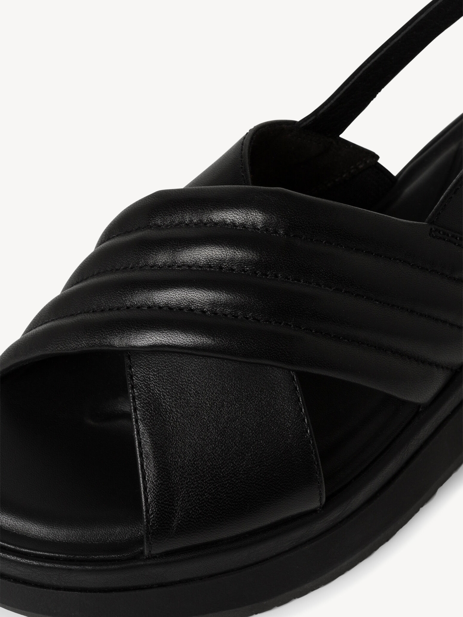 Sandale à talon en cuir - noir