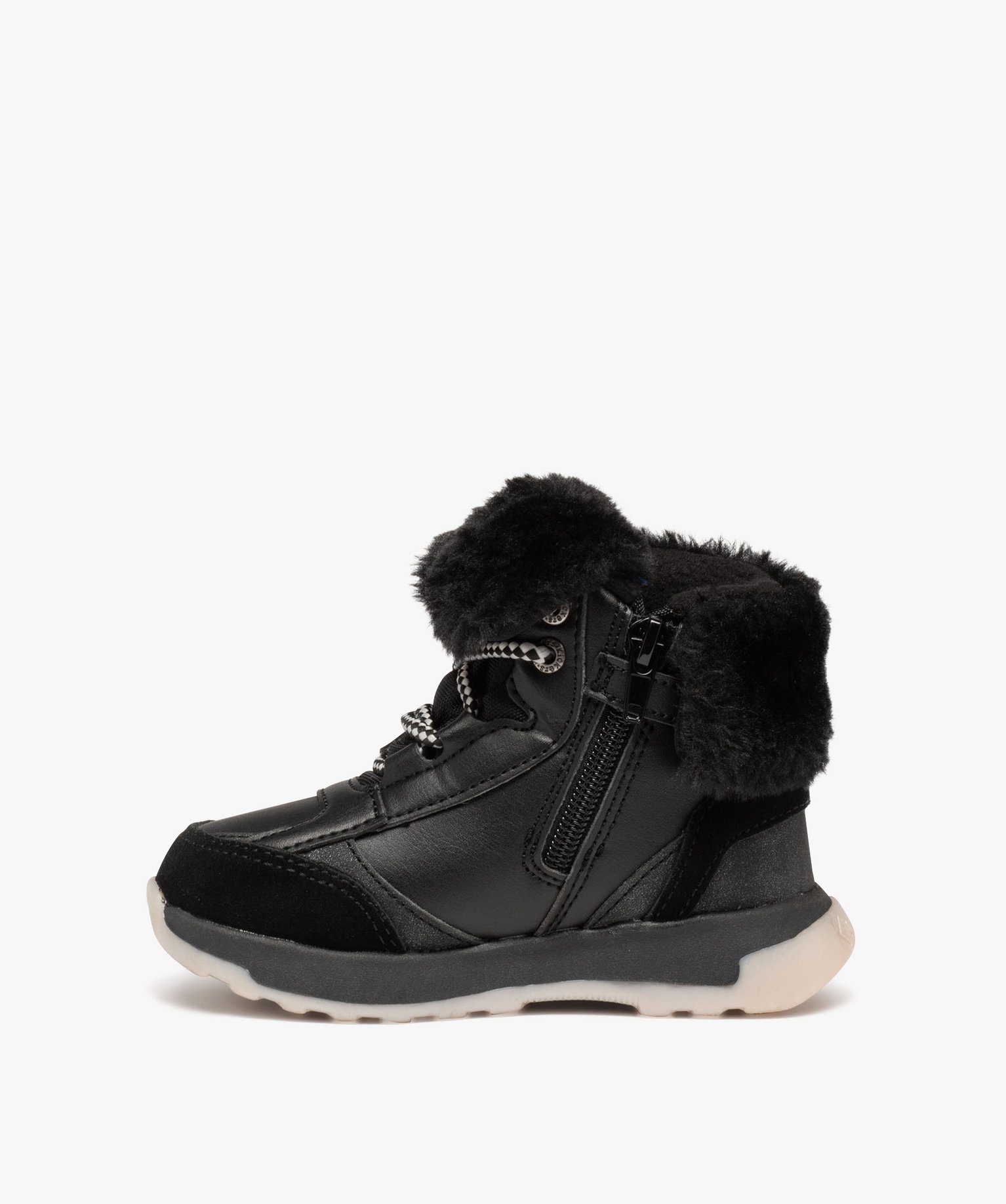 Boots fille unies imperméables à col fourré retourné - K... noir | GEMO
