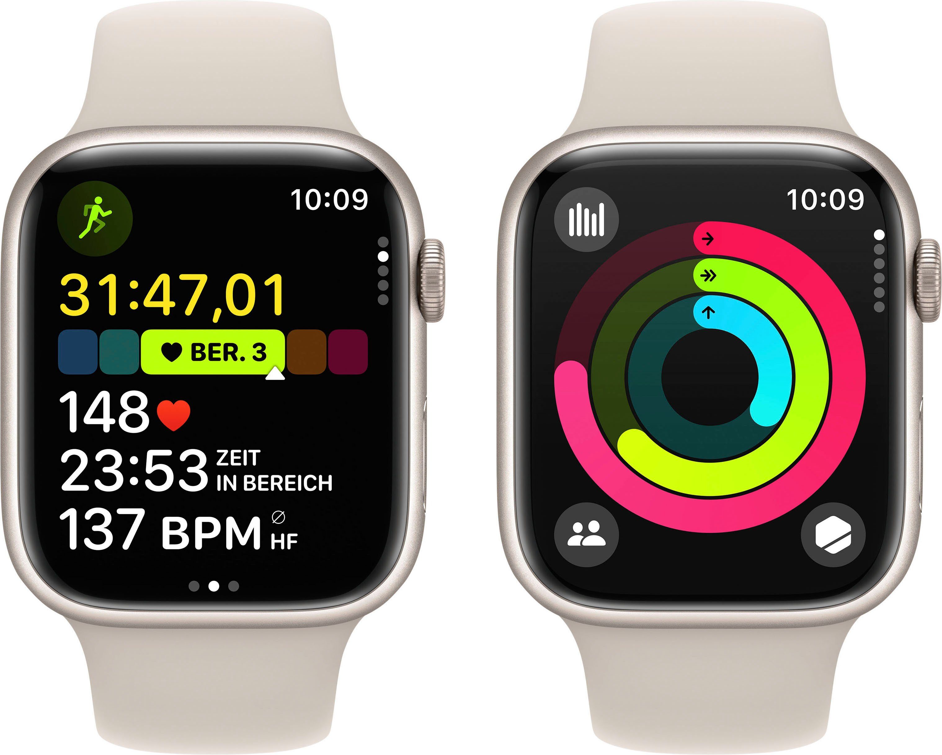 Apple Watch Series 9 GPS + Cellular 45mm Aluminium Smartwatch (4,1 cm/1,77 Zoll, Watch OS 10), Sport Band