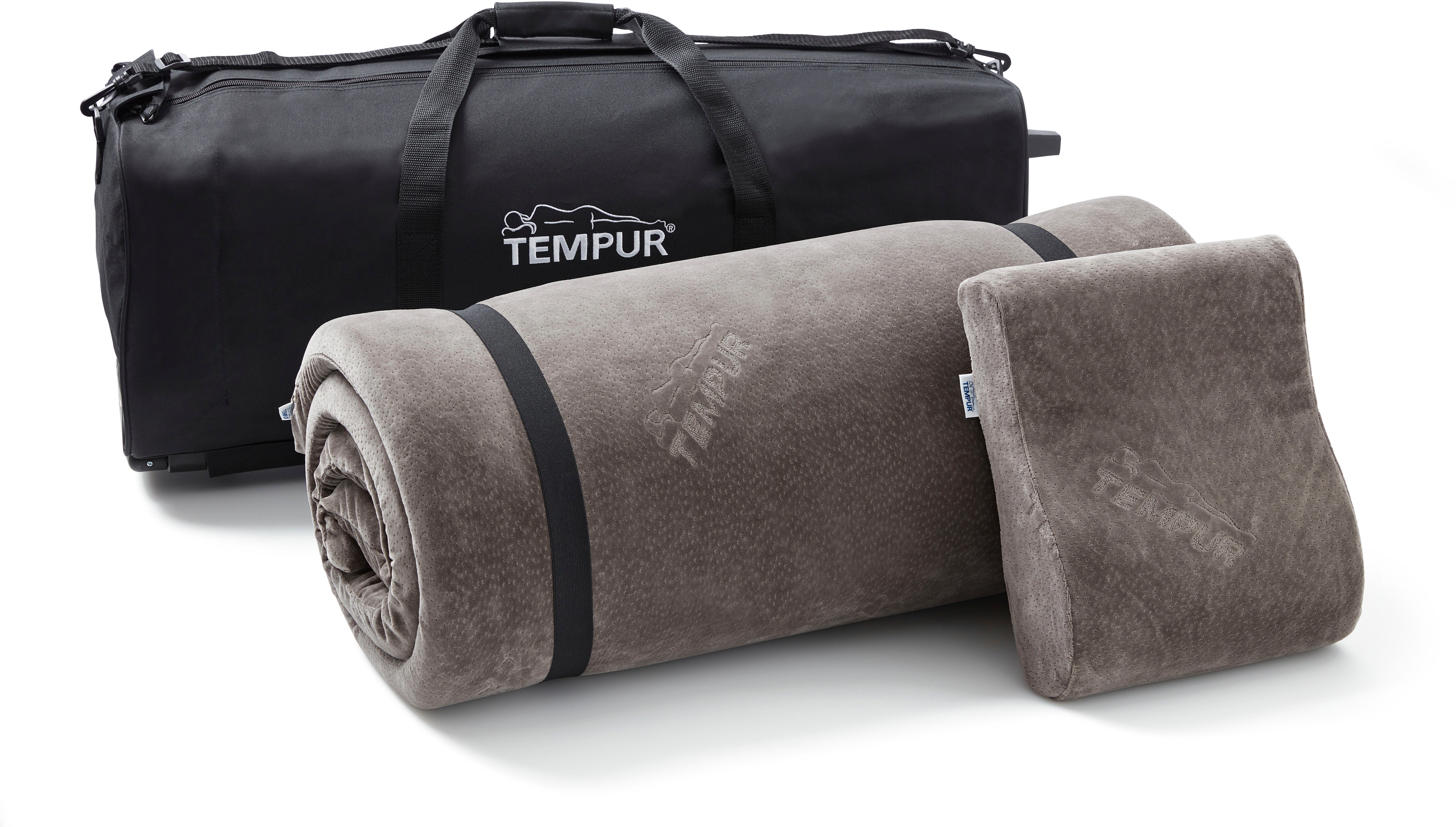 Kopfkissen + Topper, TEMPUR® Reiseset, Tempur, Bezug: 75% Baumwolle, 25% Polyester, tragbare Schlafsystem für unterwegs