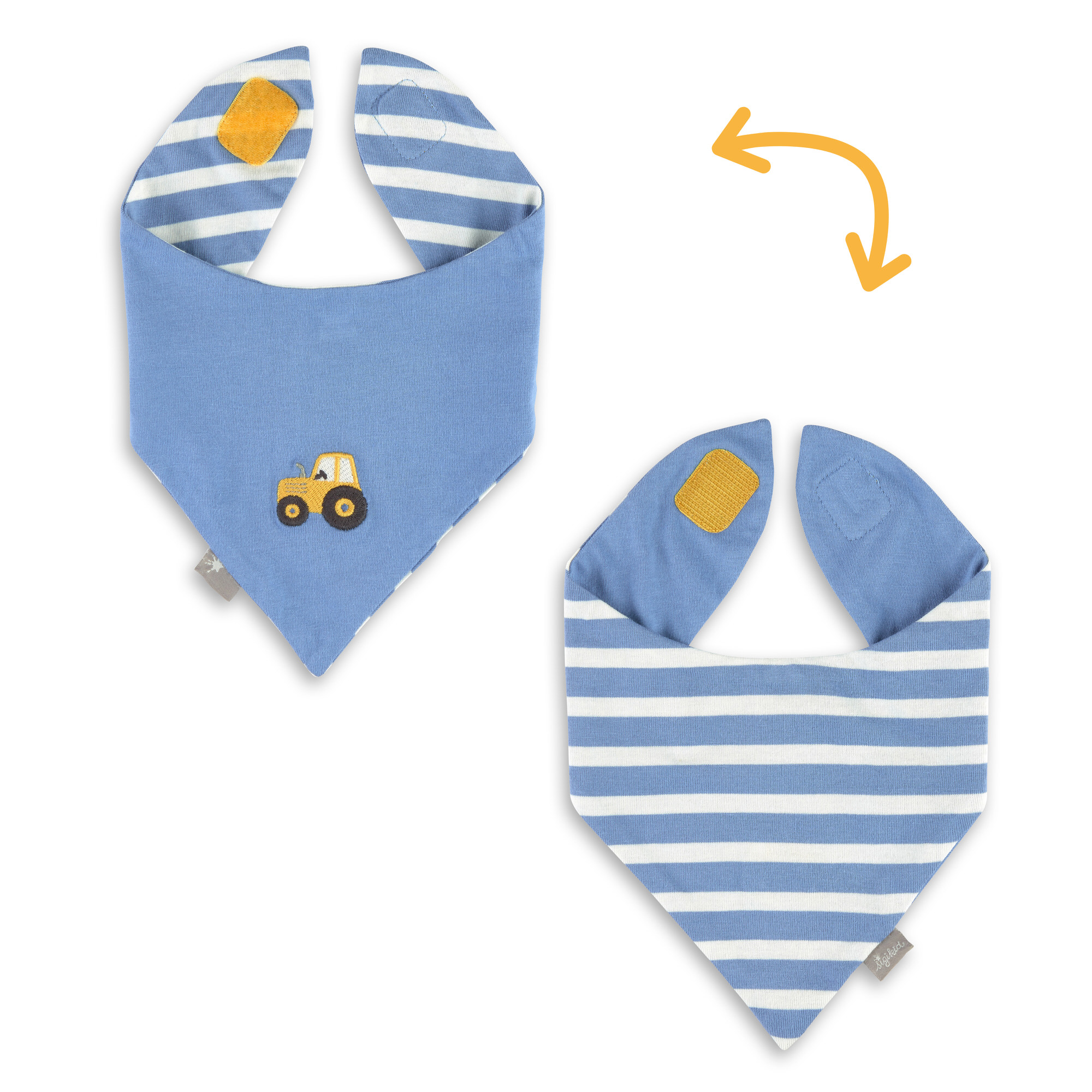 Baby Wendehalstuch Traktor, blau oder geringelt