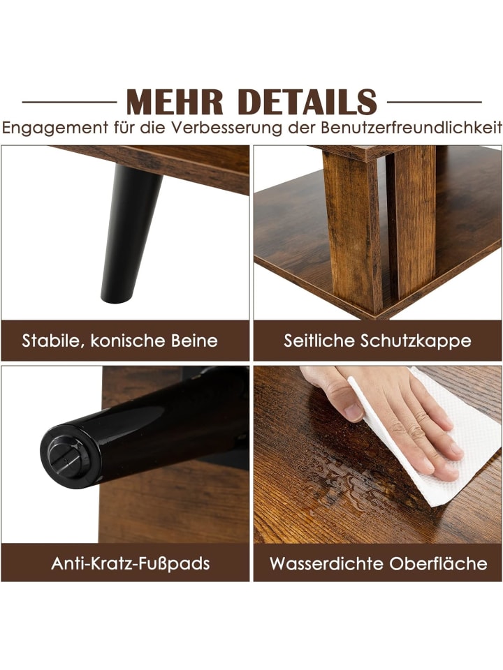 COSTWAY Couchtisch 2 Ebenen 70x50x41cm in Braun günstig kaufen onesize