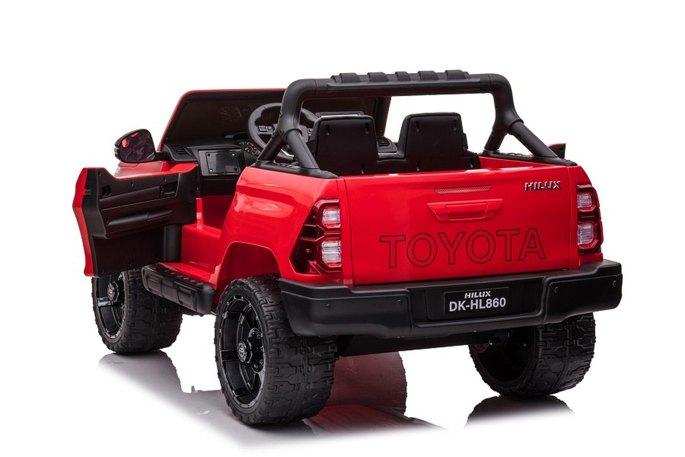 TPFLiving electric children's car Toyota Hilux - motor: 4 x 12V - battery: 1 x 12 Volt/14Ah, load capacity 40 kg, children's car - electric car with leather seat and seat belt