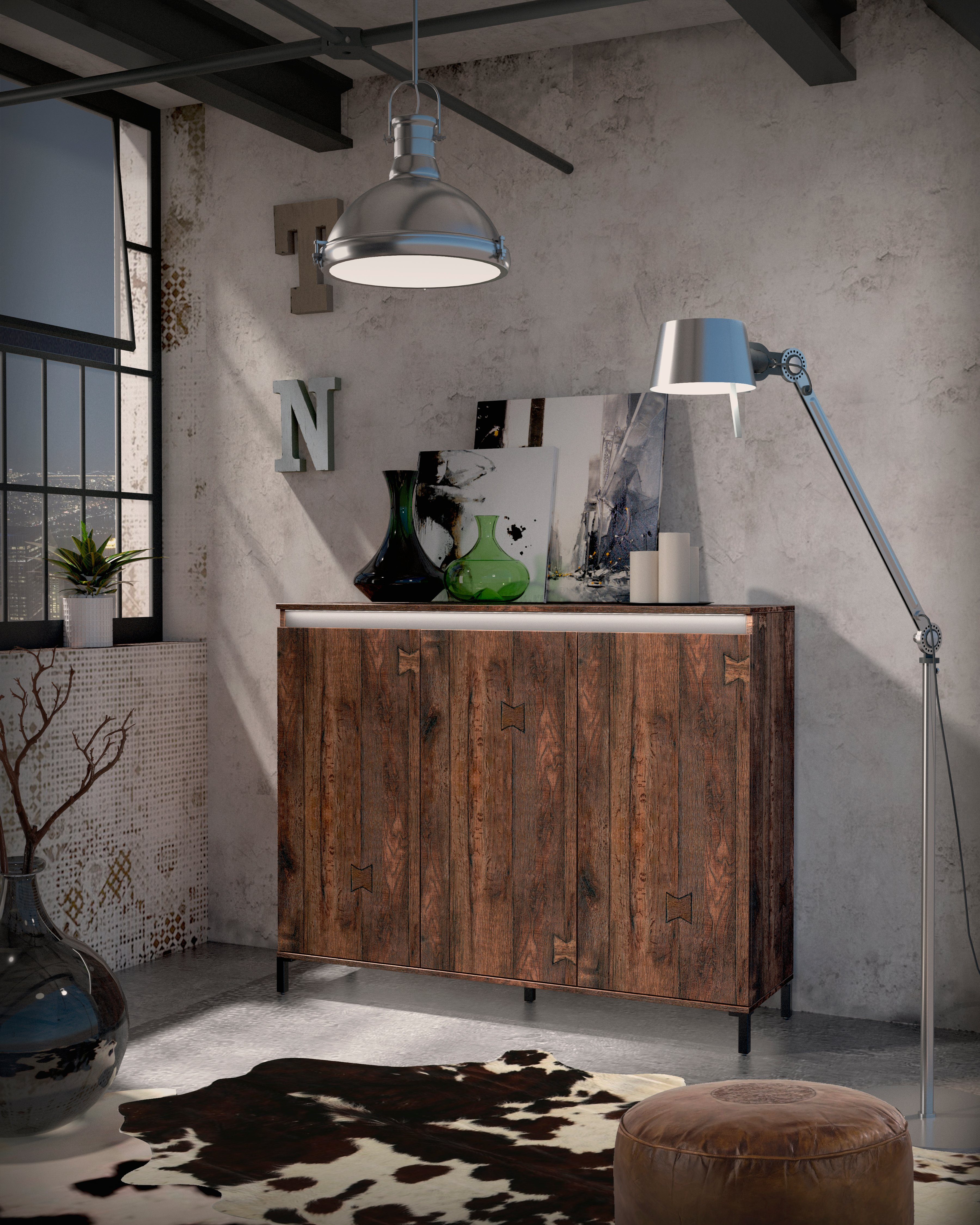 INOSIGN Highboard Genio Industrial, Mit wendbare Blende in weiß/ anthrazit, Höhe 110 cm