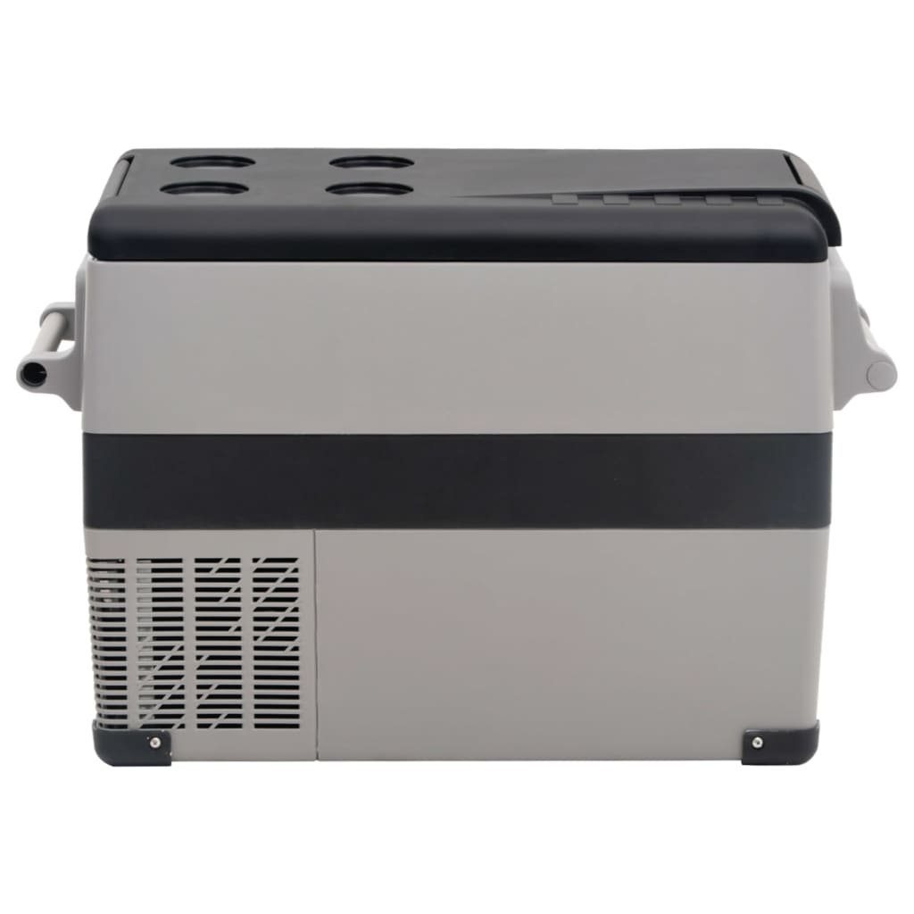 vidaXL Kühlbox Kompressor Kühlbox mit Griff und Adapter Schwarz und Grau 45 L Camping