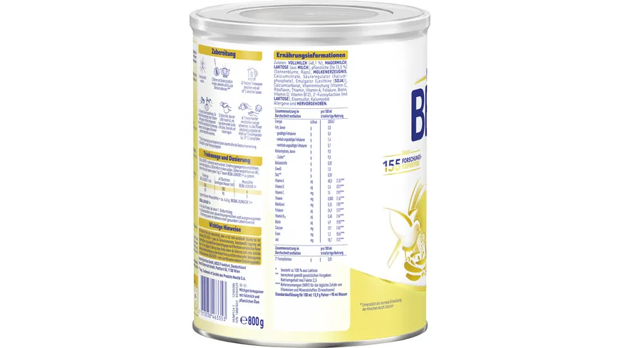 NESTLE BEBA Junior 1 Kindermilch ab dem 1. Geburtstag 800 g