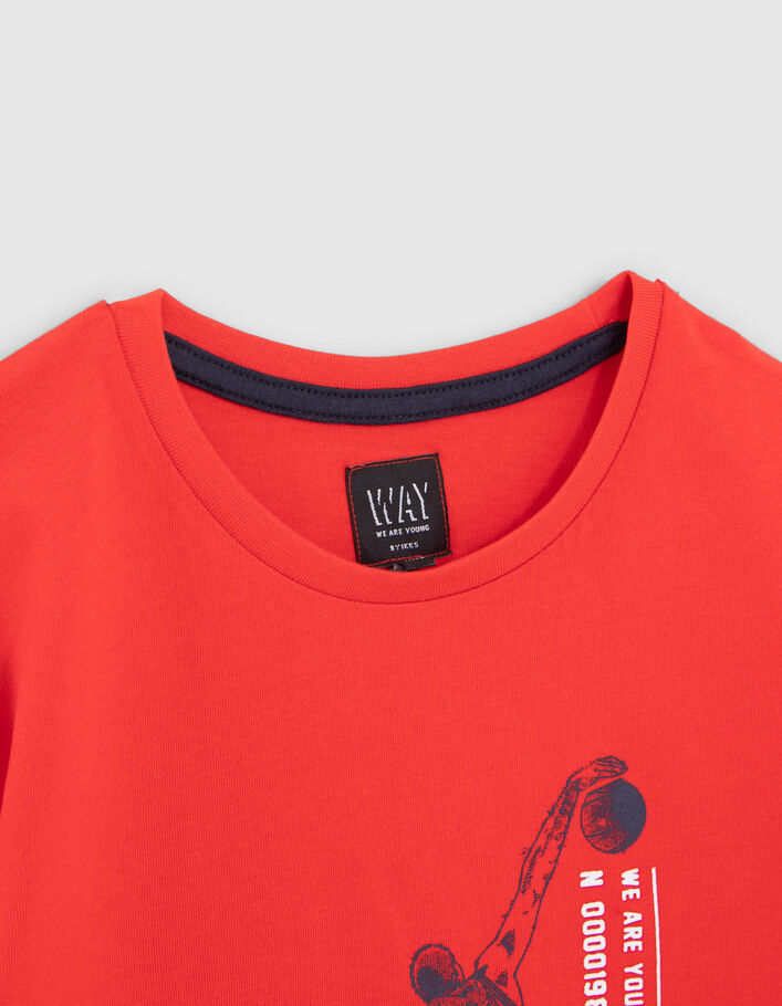 T-shirt rouge visuels basketteurs garçon