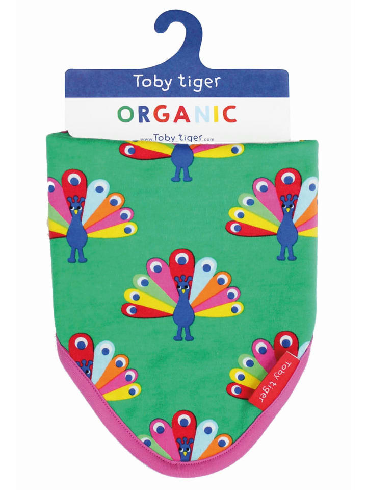 Toby Tiger Dreieckstuch mit Pfauen Print in grün günstig kaufen 0