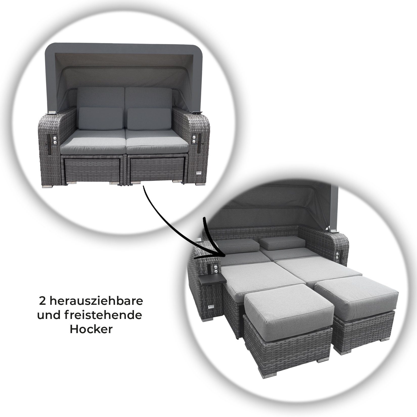 HOME DELUXE Strandkorb HOLBY 160 x 69 x 189 cm, BxTxH: 69,00x160x189 cm, individuell verwendbar (Holby Abdeckung einzeln erhältlich), in der Variante mit oder ohne Abdeckung