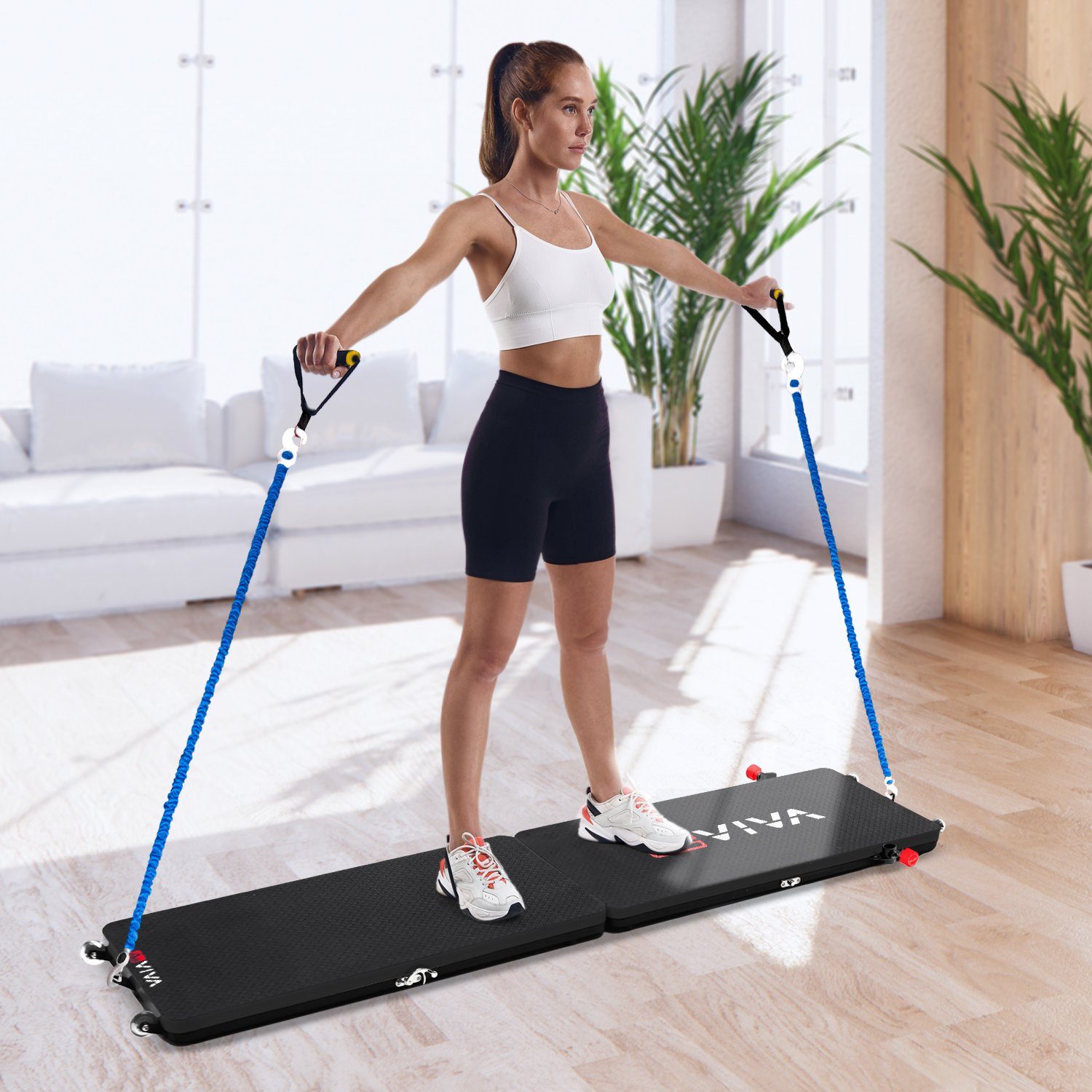 AsVIVA Multitrainer Multifunktionales 30 in 1 Fitness-Board AsVIVA FB1, 3 Widerstandsbänder mit Stärkegraden, kompaktes Design, klappbar
