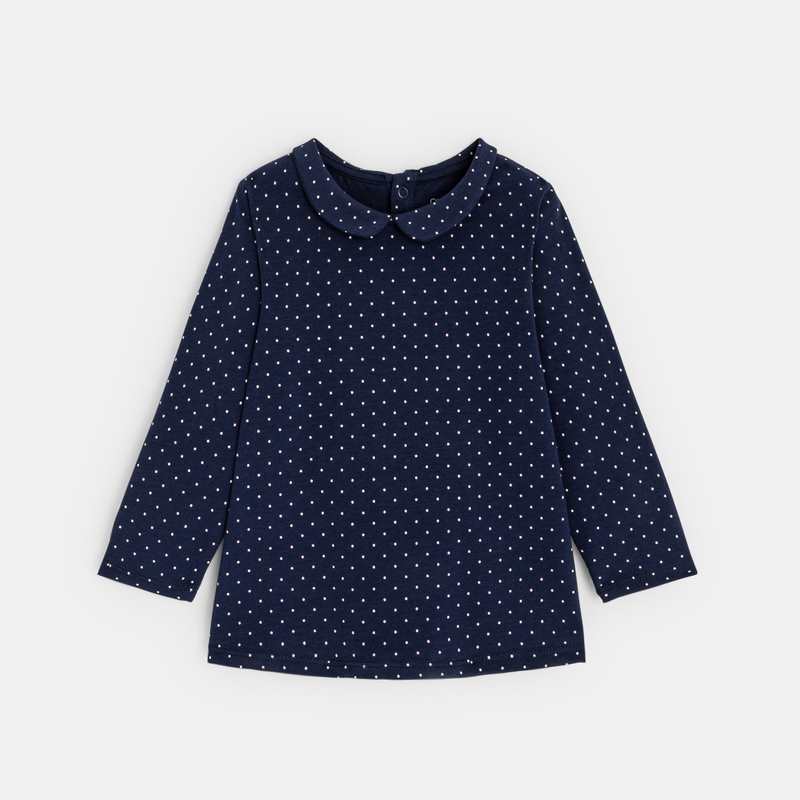 T-shirt col claudine uni bleu bébé fille