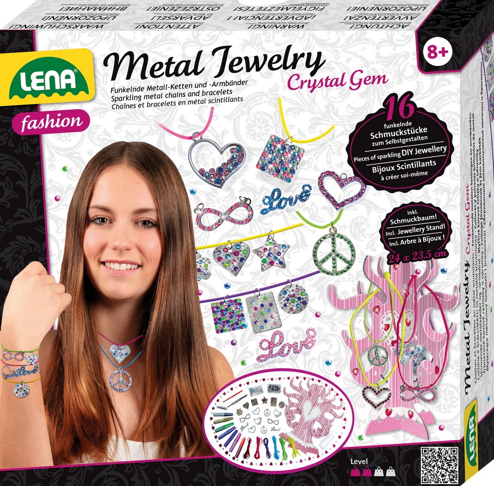 LENA Metal Jewelry Crystal Gem, Faltschachtel
