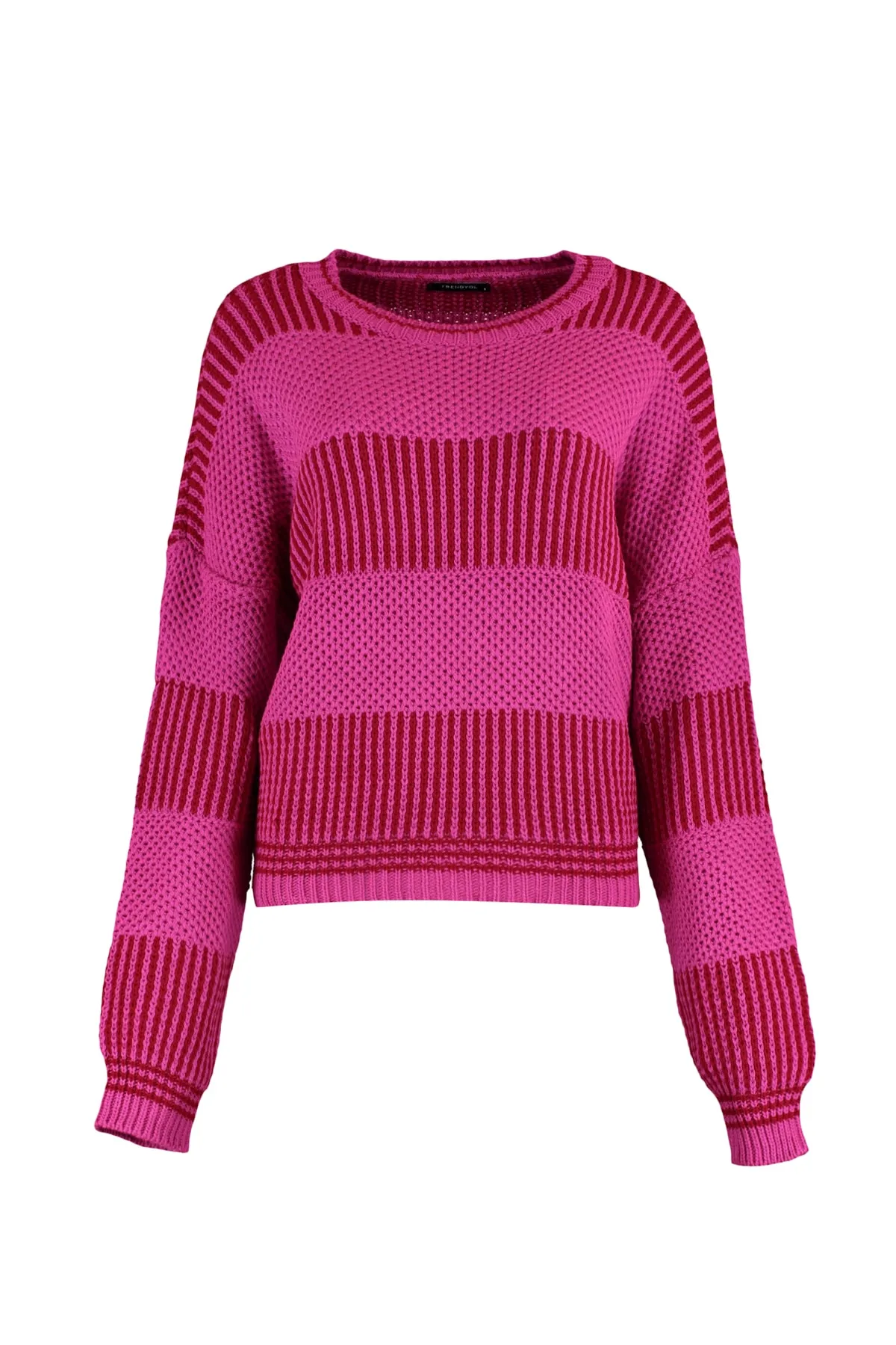 Trendyol Collection  Fuchsiafarbener Pullover mit Blockfarben TWOAW23KZ00012