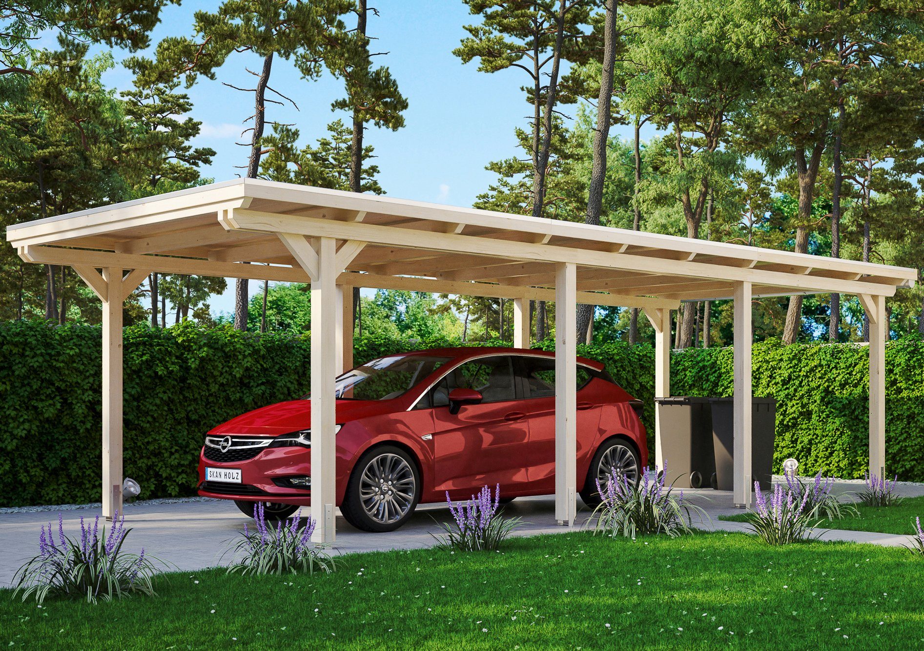 Skanholz Einzelcarport Emsland, BxT: 354x846 cm, 223 cm Einfahrtshöhe