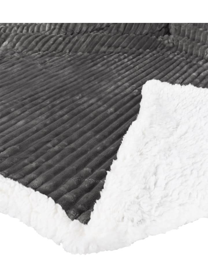 Aspero Flanell Kuscheldecke 150x200 cm Ezeiza in Dunkelgrau günstig kaufen 150 x 200 cm