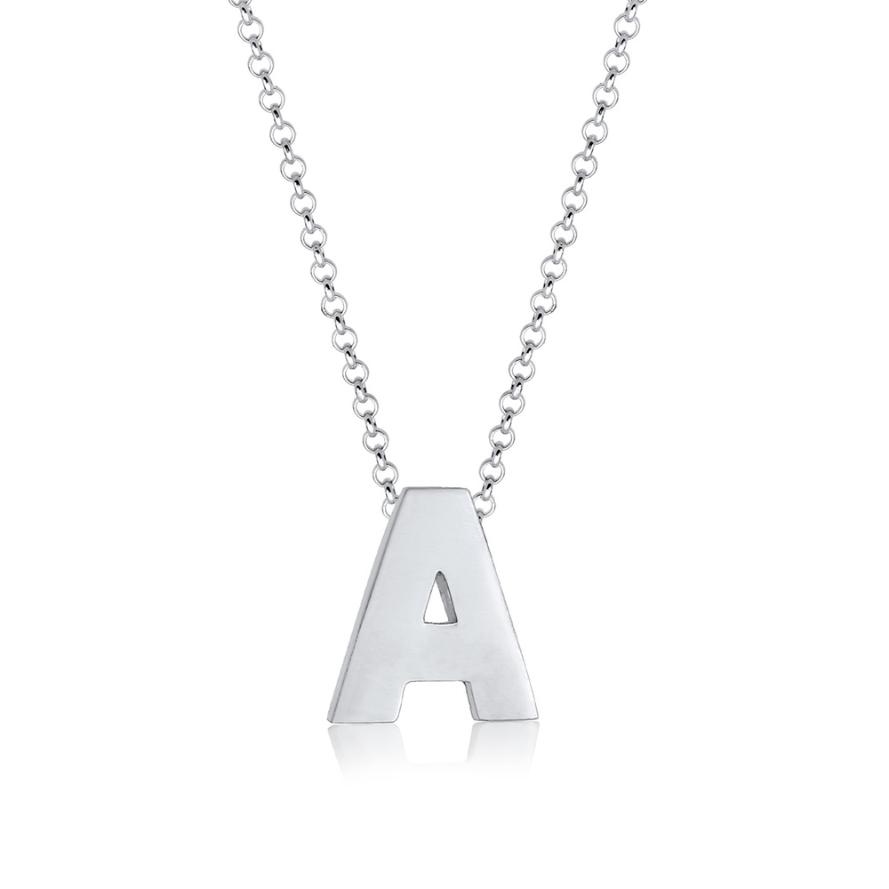 Elli Elli Collier Femme Pendentif Lettre A Initiale - (925/1000) Argent Bijoux