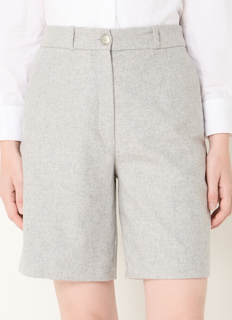 Shorts Claudie Pierlot de cintura alta e corte reto em mistura de lã com estampa variada.