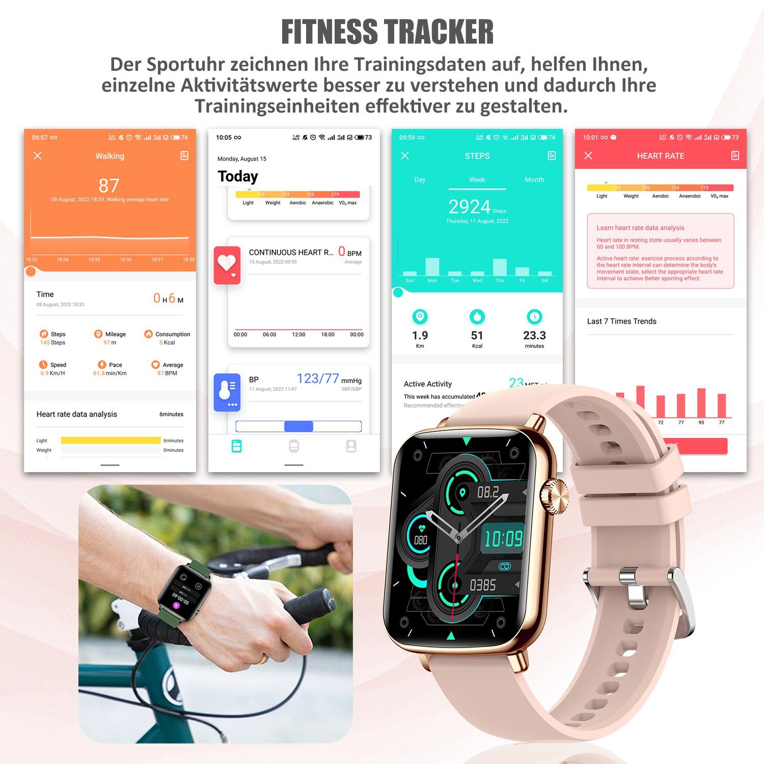 Mutoy Smartwatch, Smartwatch Damen mit Telefonfunktion Uhren Herren Smartwatch (1,81