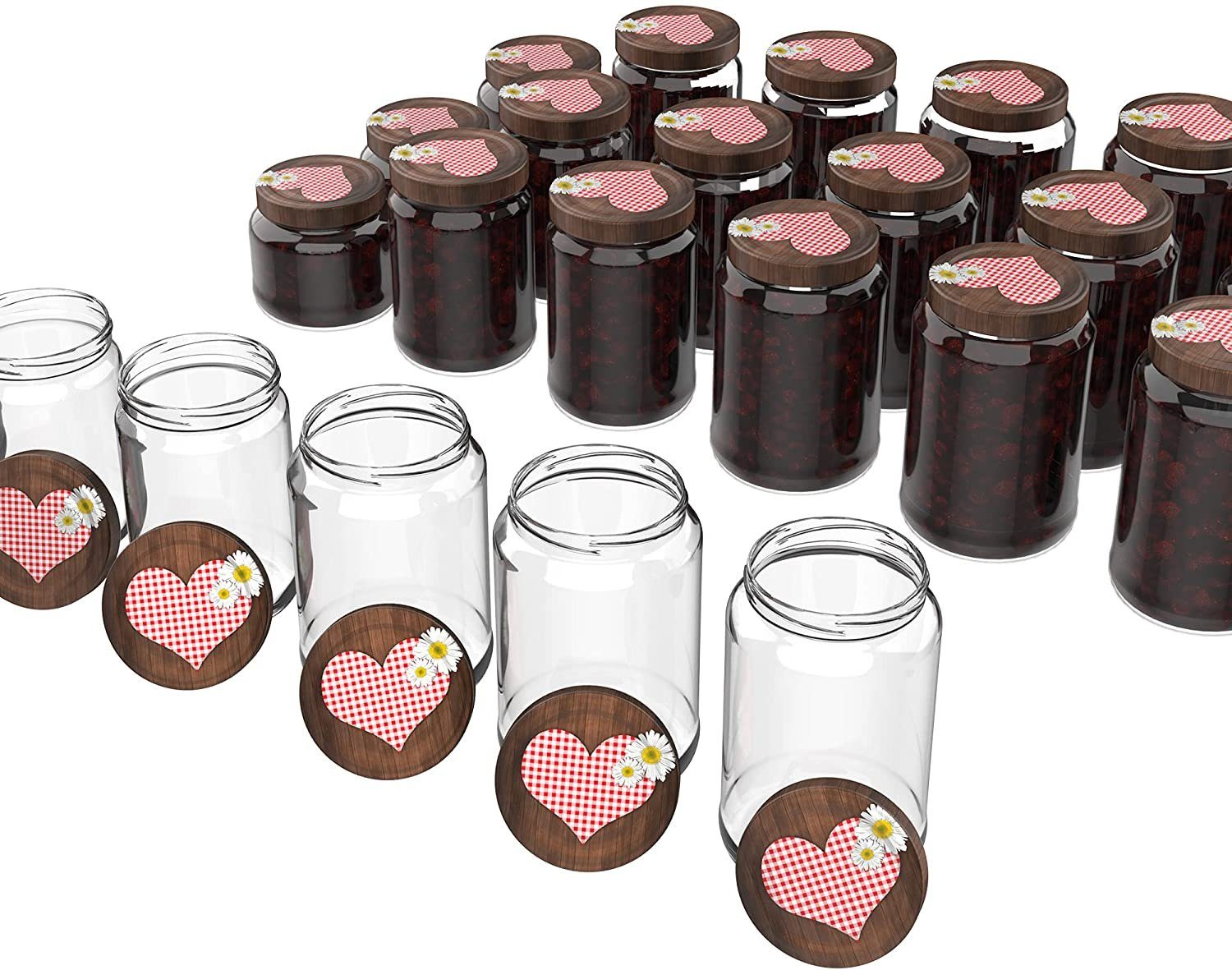 livessa Einmachglas livessa Einmachgläser - 250/330/425/540/720/890ml, Einmachgläser mit Deckel, Marmeladengläser, Einmachglas, Einweckgläser, (6-tlg)