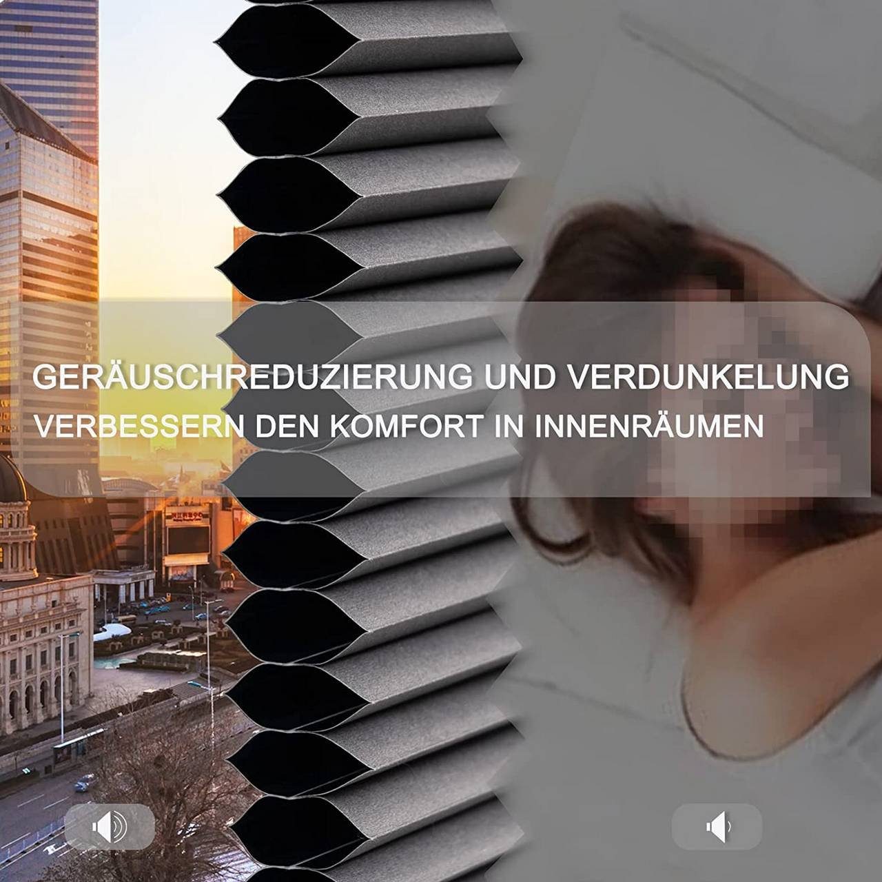 Plissee, Woltu, verdunkelnd, verspannt, Klemmfix, Wabenplissees ohne Bohren