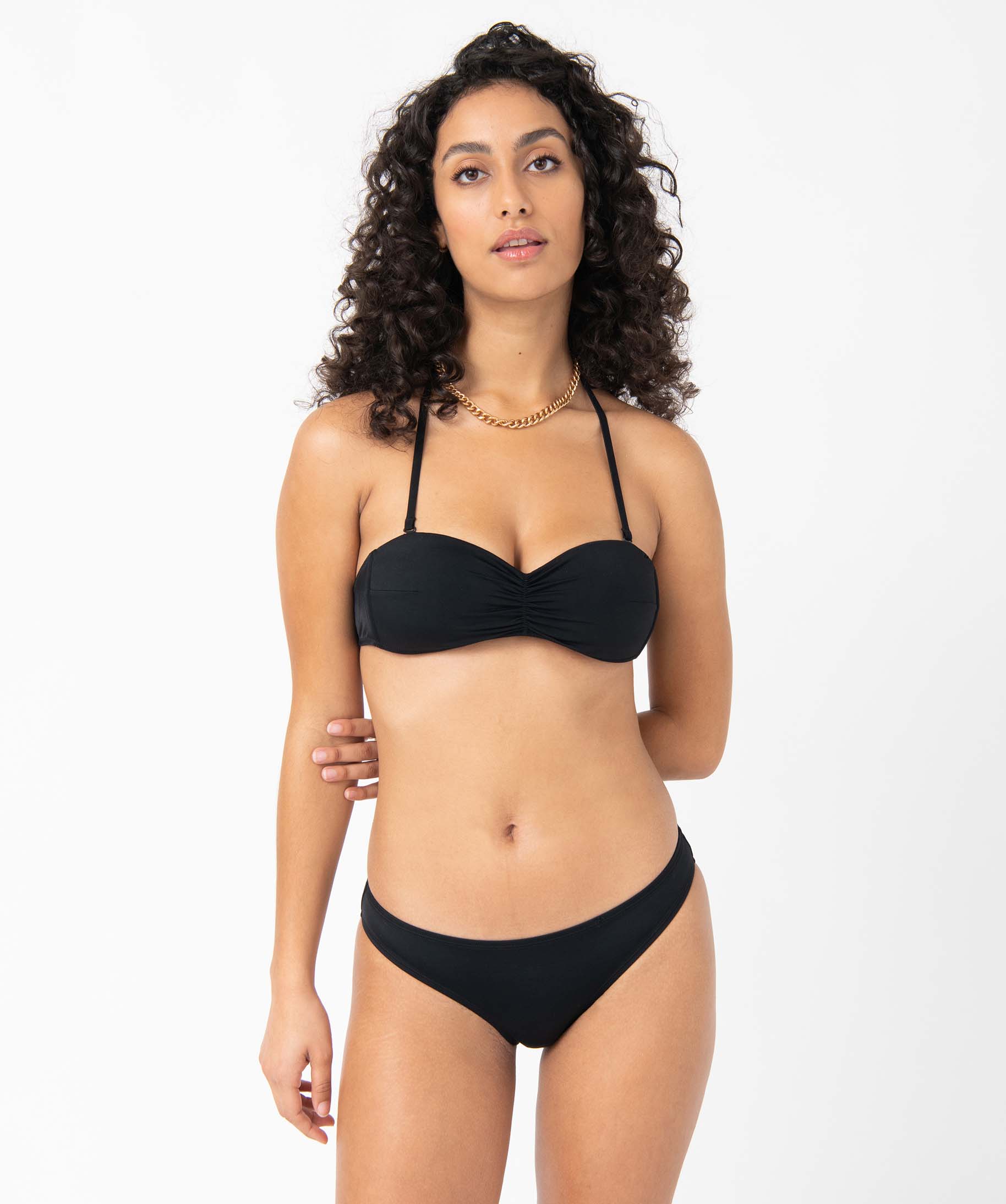 Haut de maillot de bain femme forme bandeau avec bretelles a... noir | GEMO