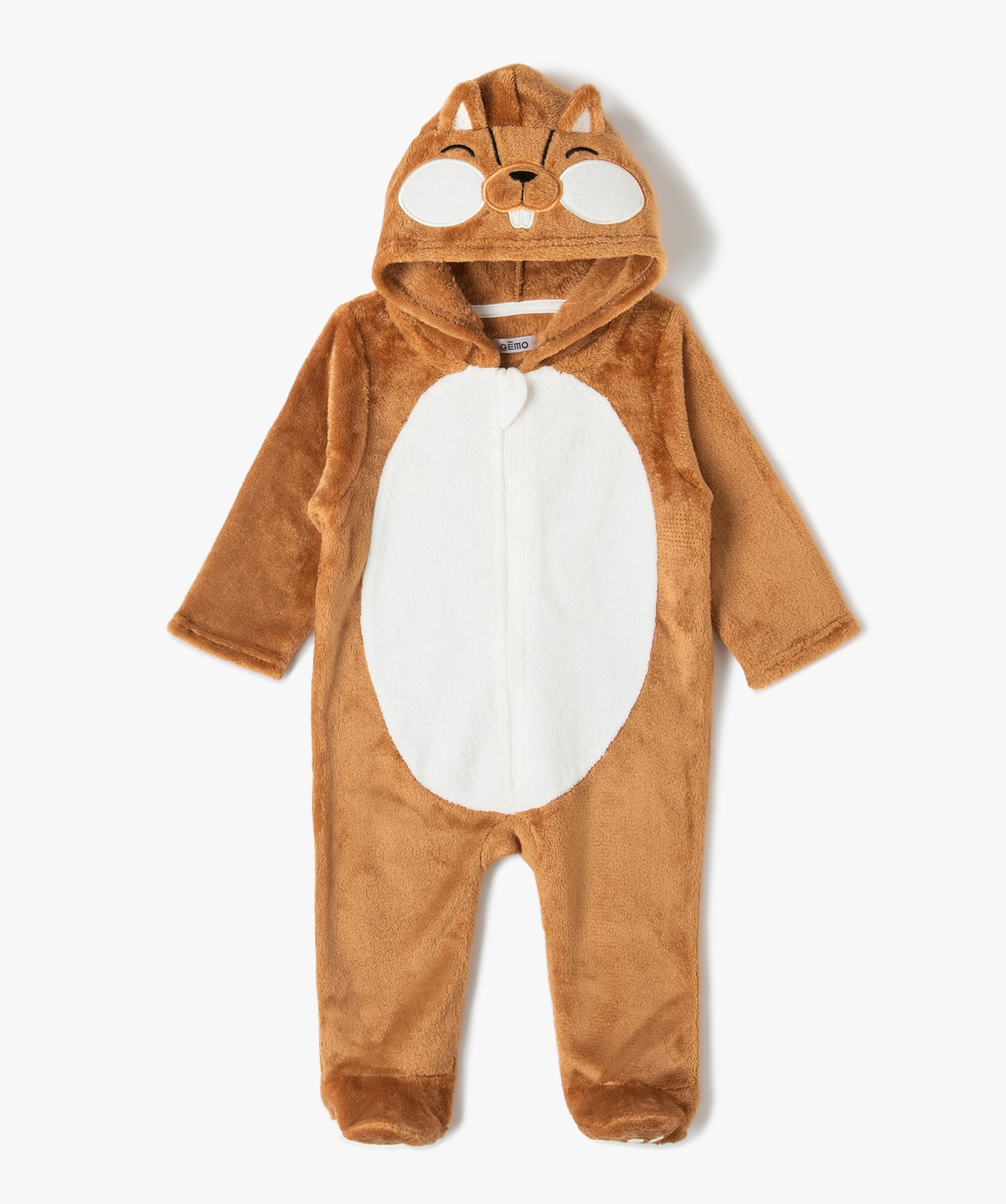 Surpyjama chaud et doux à capuche motif écureuil marron | GEMO