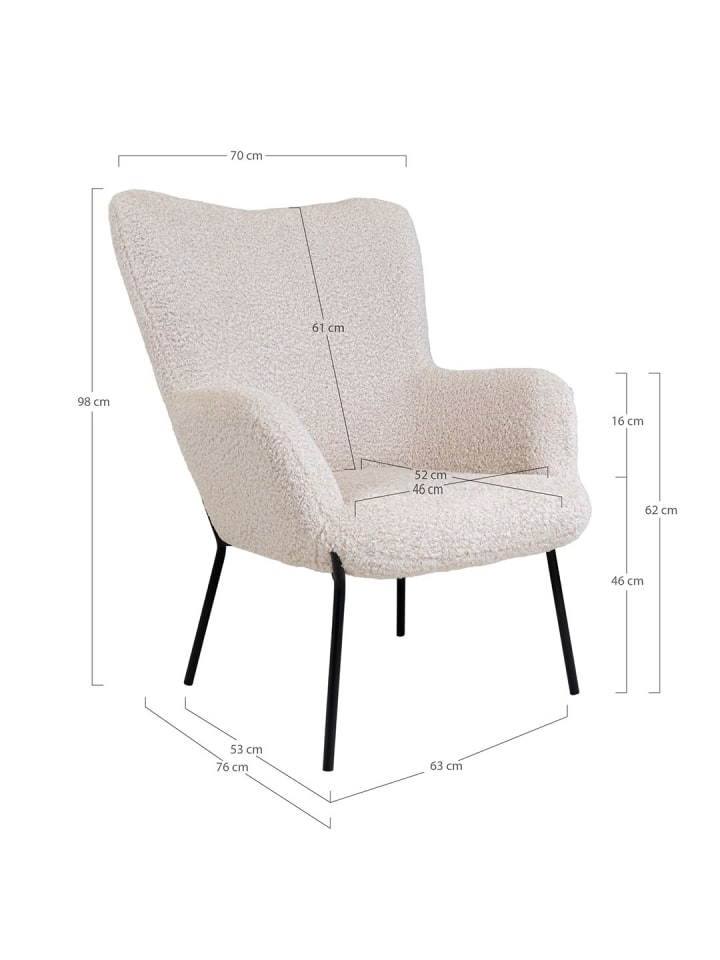 ebuy24 Sessel Glasgow Weiß 70 x 79 cm günstig kaufen onesize