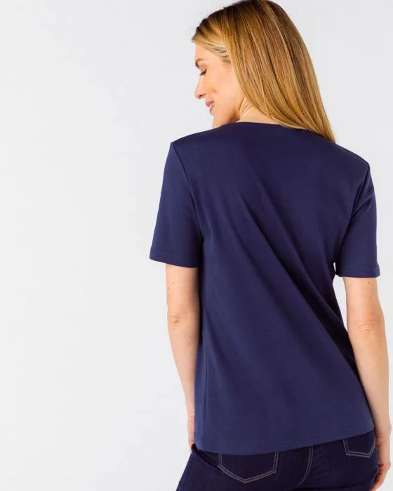 Tee-shirt encolure brodée
