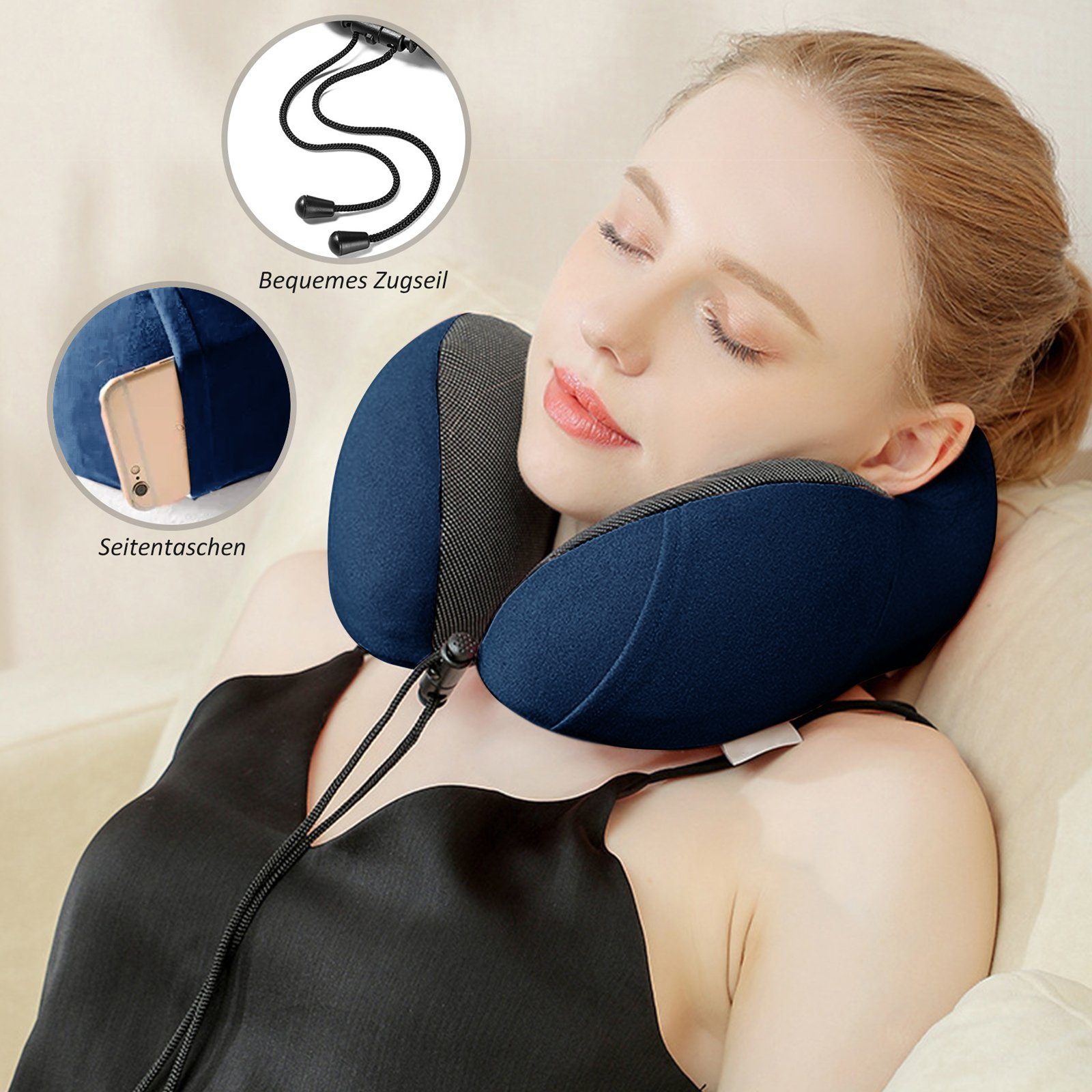 CALIYO Nackenkissen Nackenkissen, Nackenhörnchen Memory Foam, Ergonomisch Gestaltetes Reisekissen, Nackenkissen Reise
