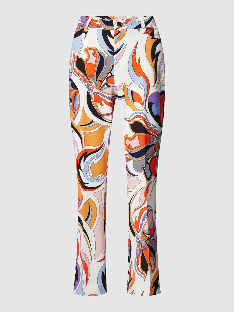 Chino mit Allover-Print Modell 'AIDA KICK' in weiss