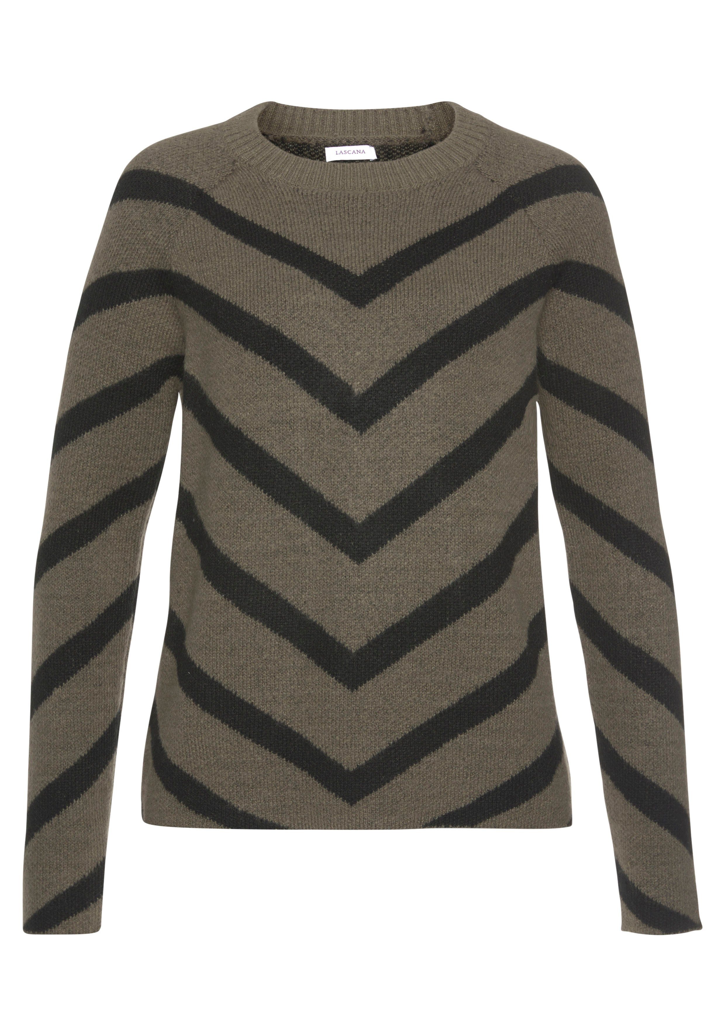 LASCANA Strickpullover mit eingestrickten Streifen