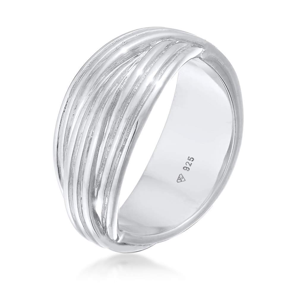 Elli PREMIUM Elli PREMIUM Bague Femmes Enroulement Texture Torsadé en Argent Sterling 925 Rhod Bague