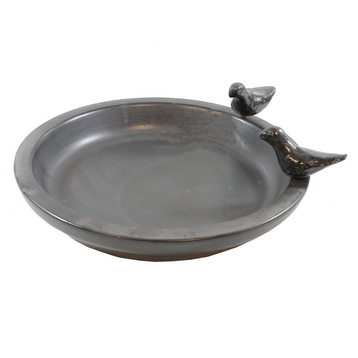 colourliving Vogeltränke Vogeltränke für den Garten 30 cm matt schwarz Keramik Vogeltränke rund, handbemalt, glasiert, leicht zu Reinigen