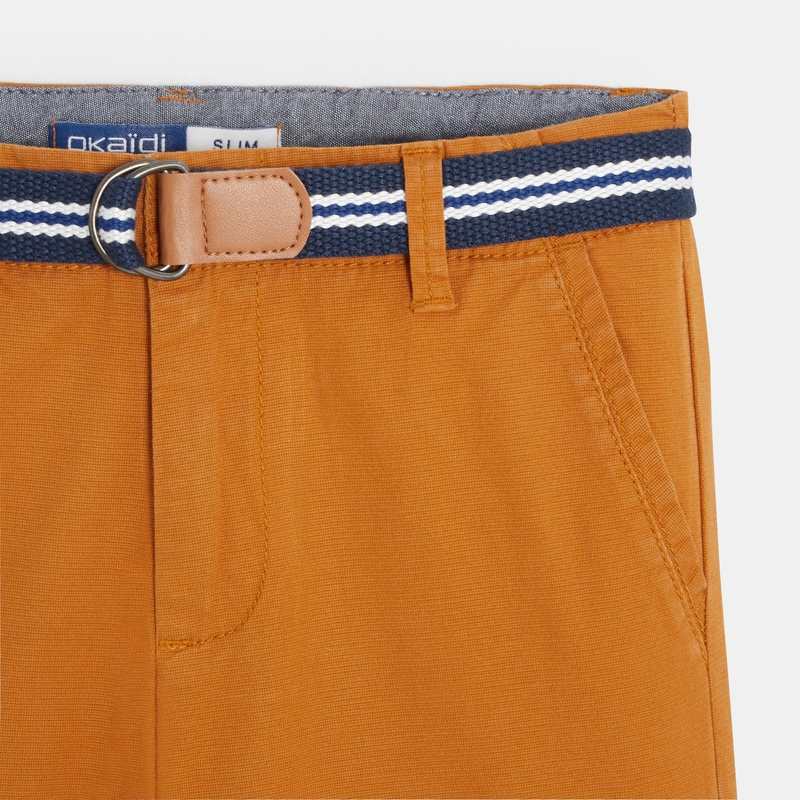 Bermuda en toile + ceinture beige garçon