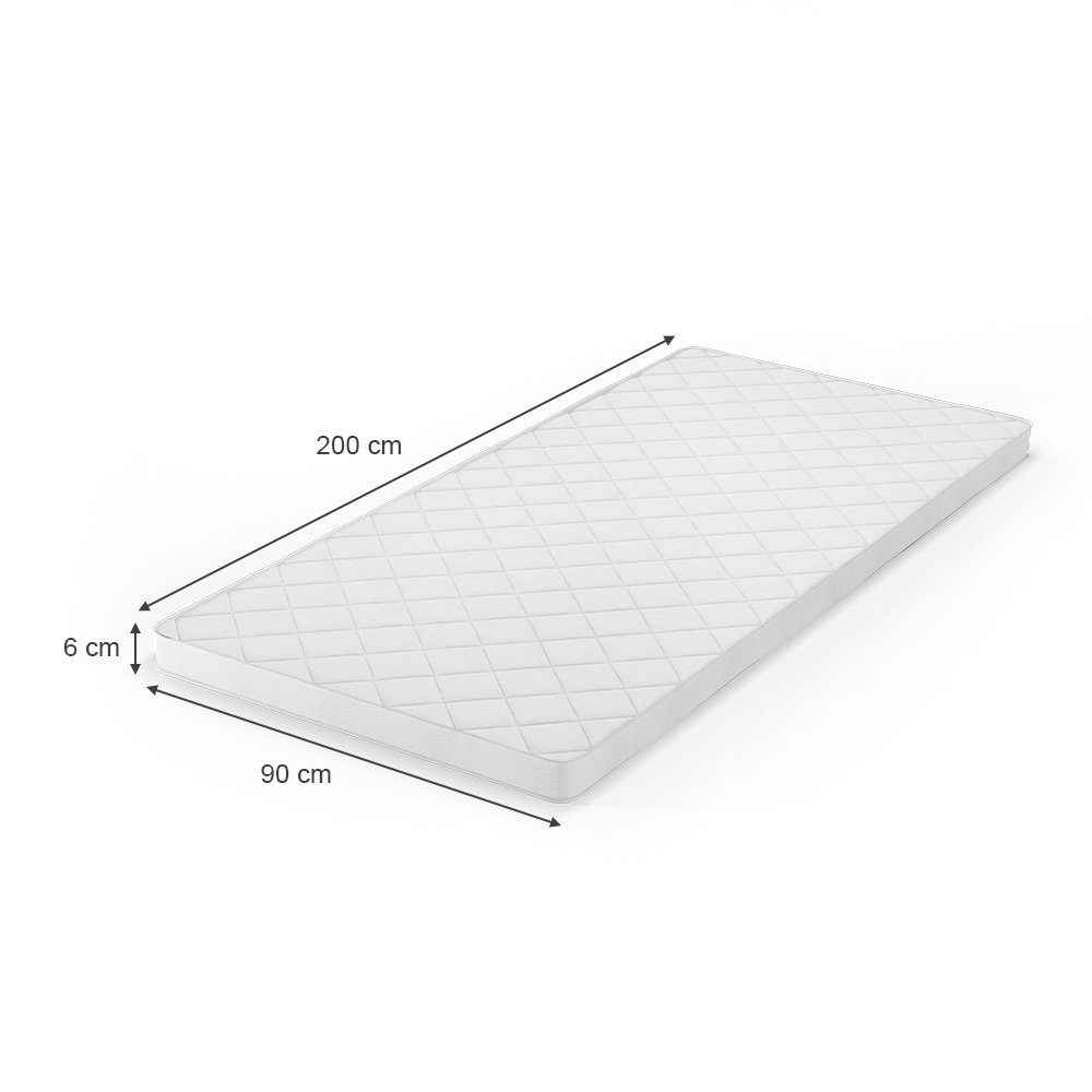 Topper Komfortschaumtopper Matratzenschoner 90x200 cm Weiß, VitaliSpa®, 6 cm hoch, Polyester