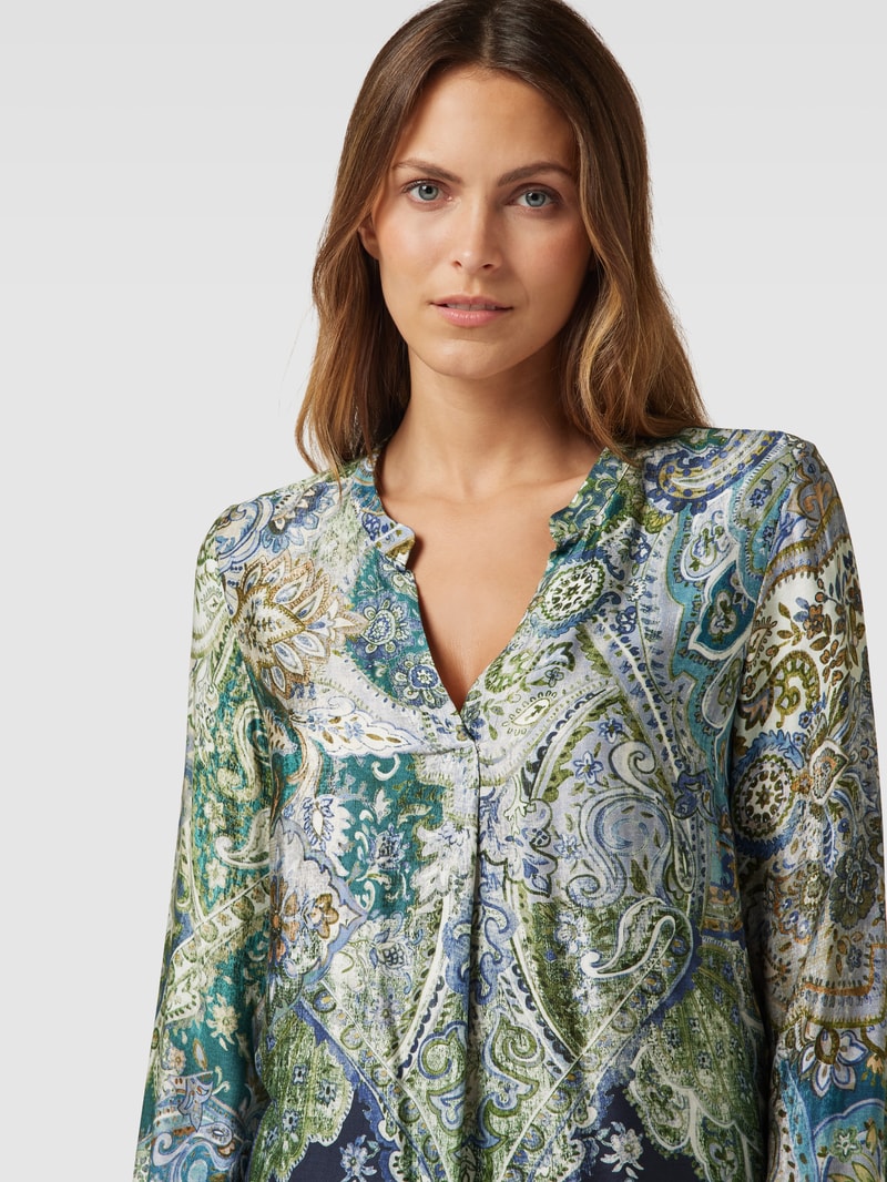 Bluse mit Paisley-Muster in marineblau
