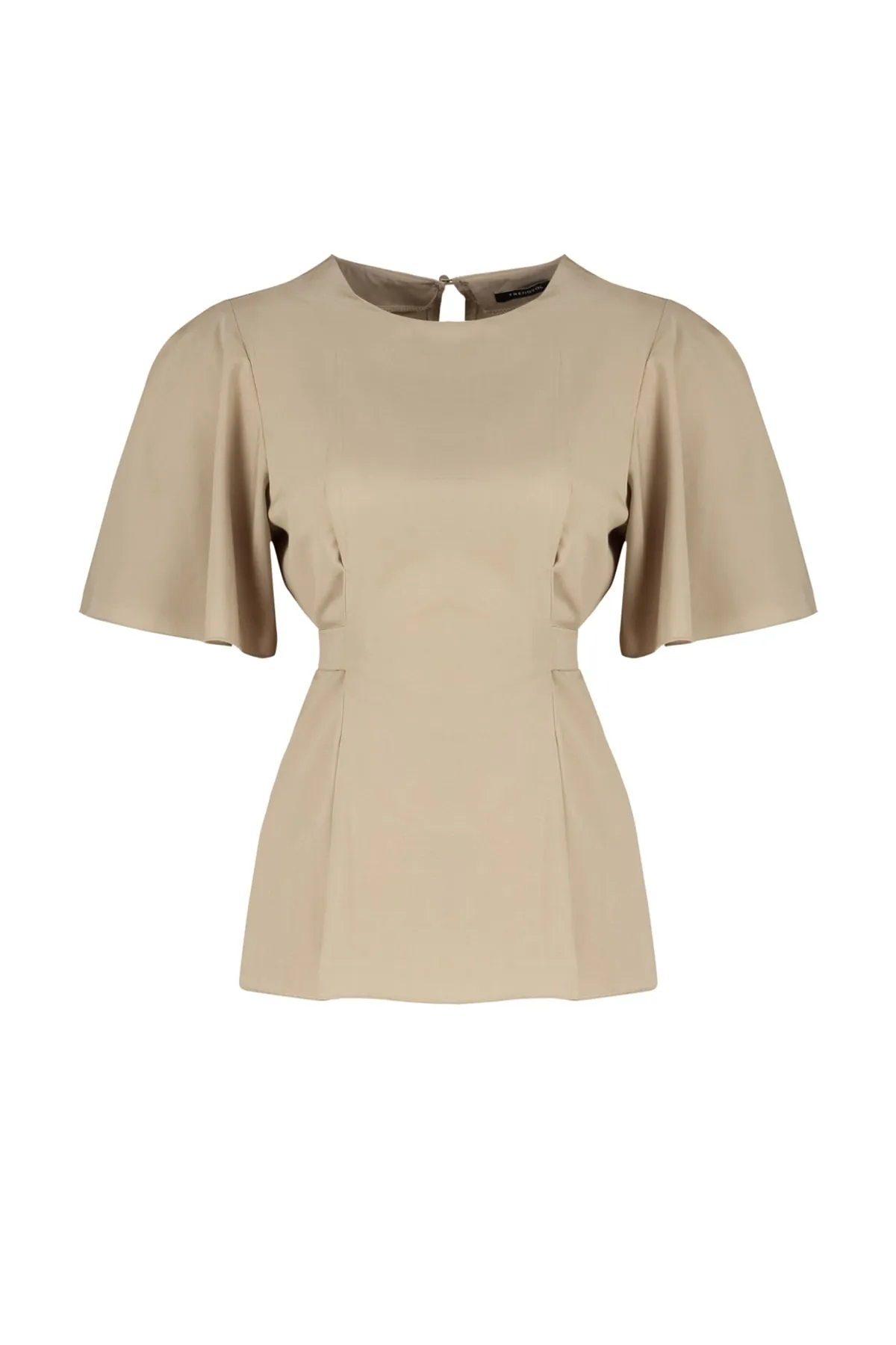 Trendyol Curve  Beigefarbene Bluse mit Krawattendetails TBBSS22BZ1316