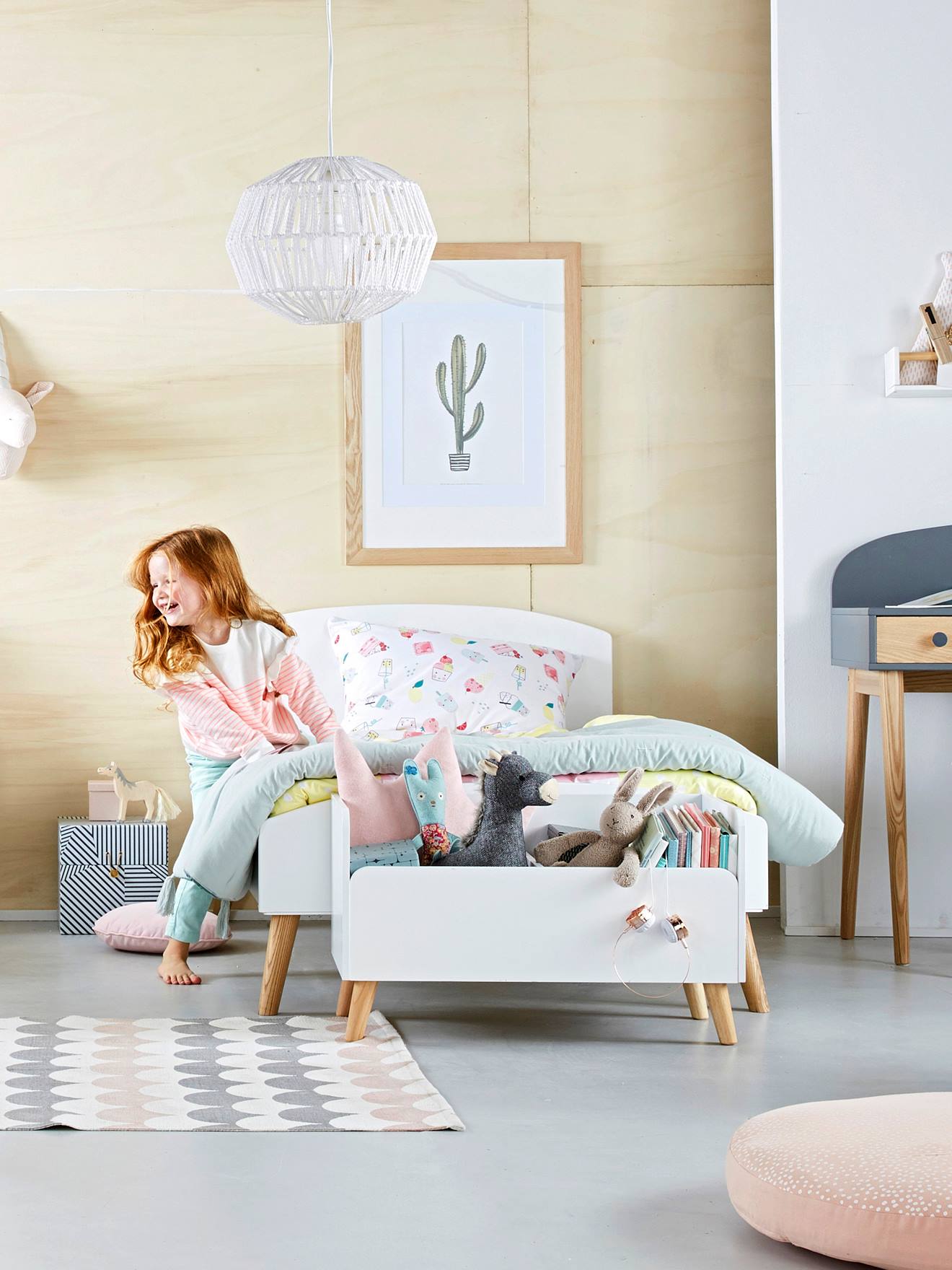 Vertbaudet Mitwachsendes Kinderbett KONFETTI - weiß/natur