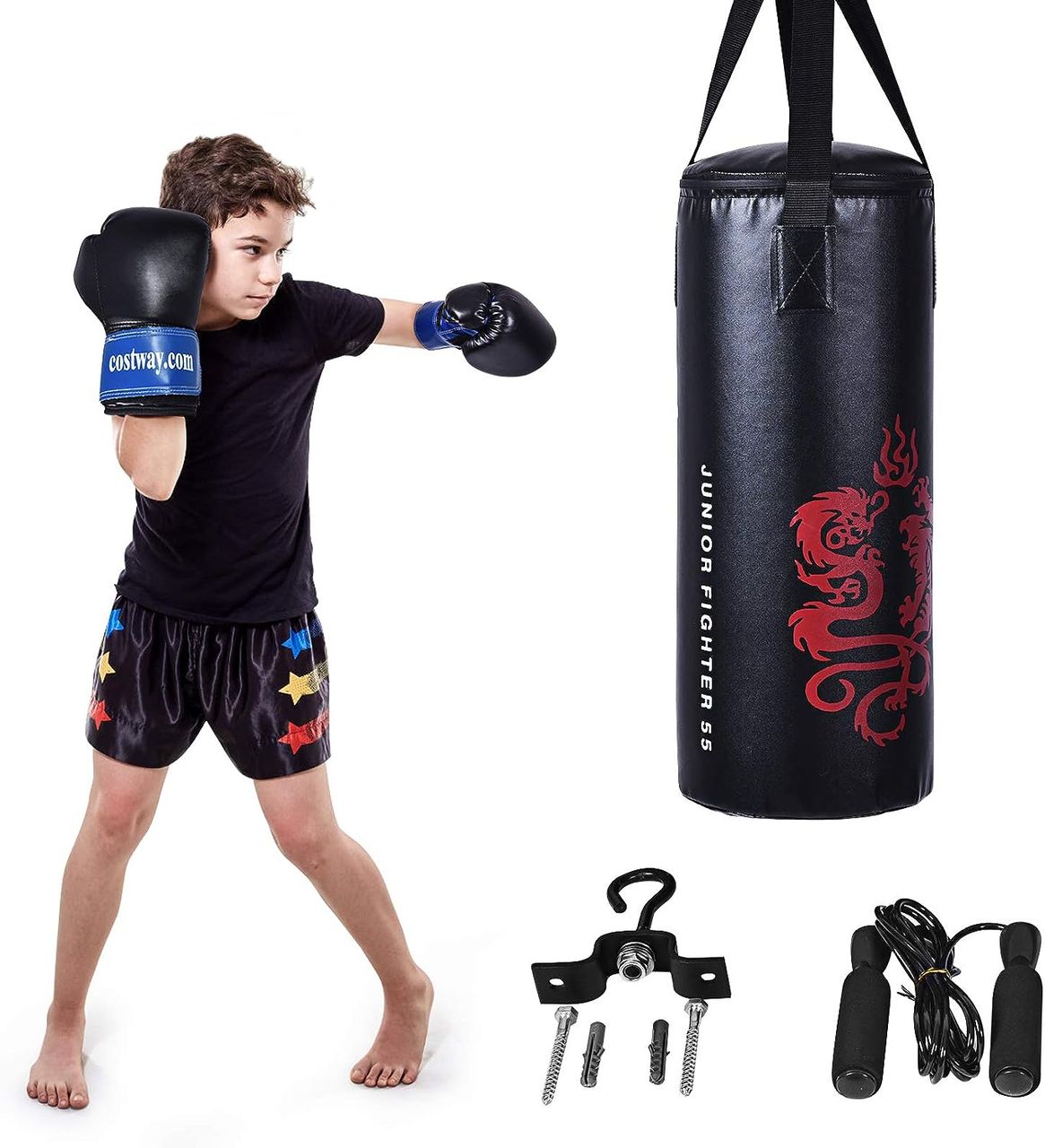 Costway 10KG Boxsack-Set mit 8oz Boxhandschuhen und Springseil