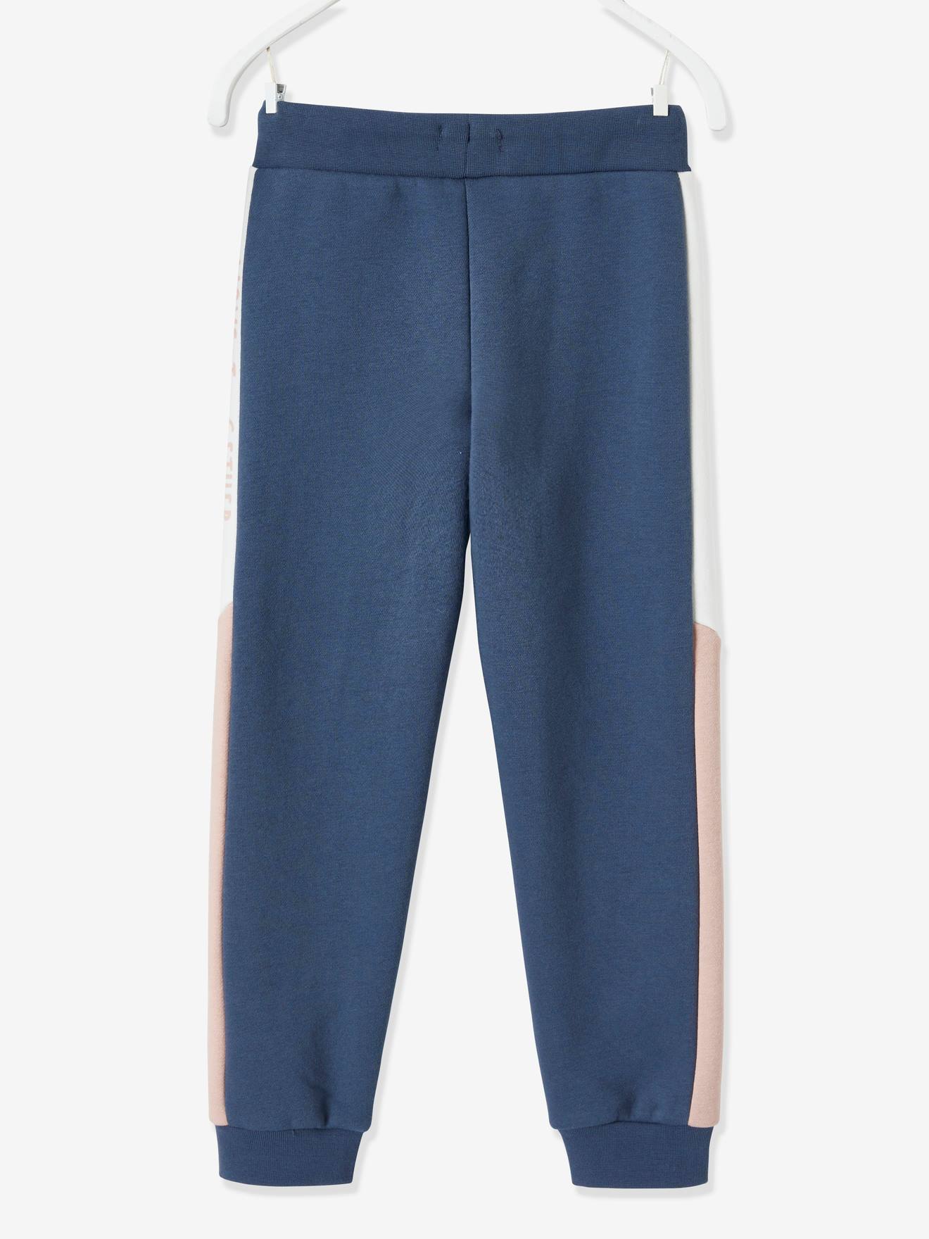 Pantalon jogging fille avec bandes côtés gris