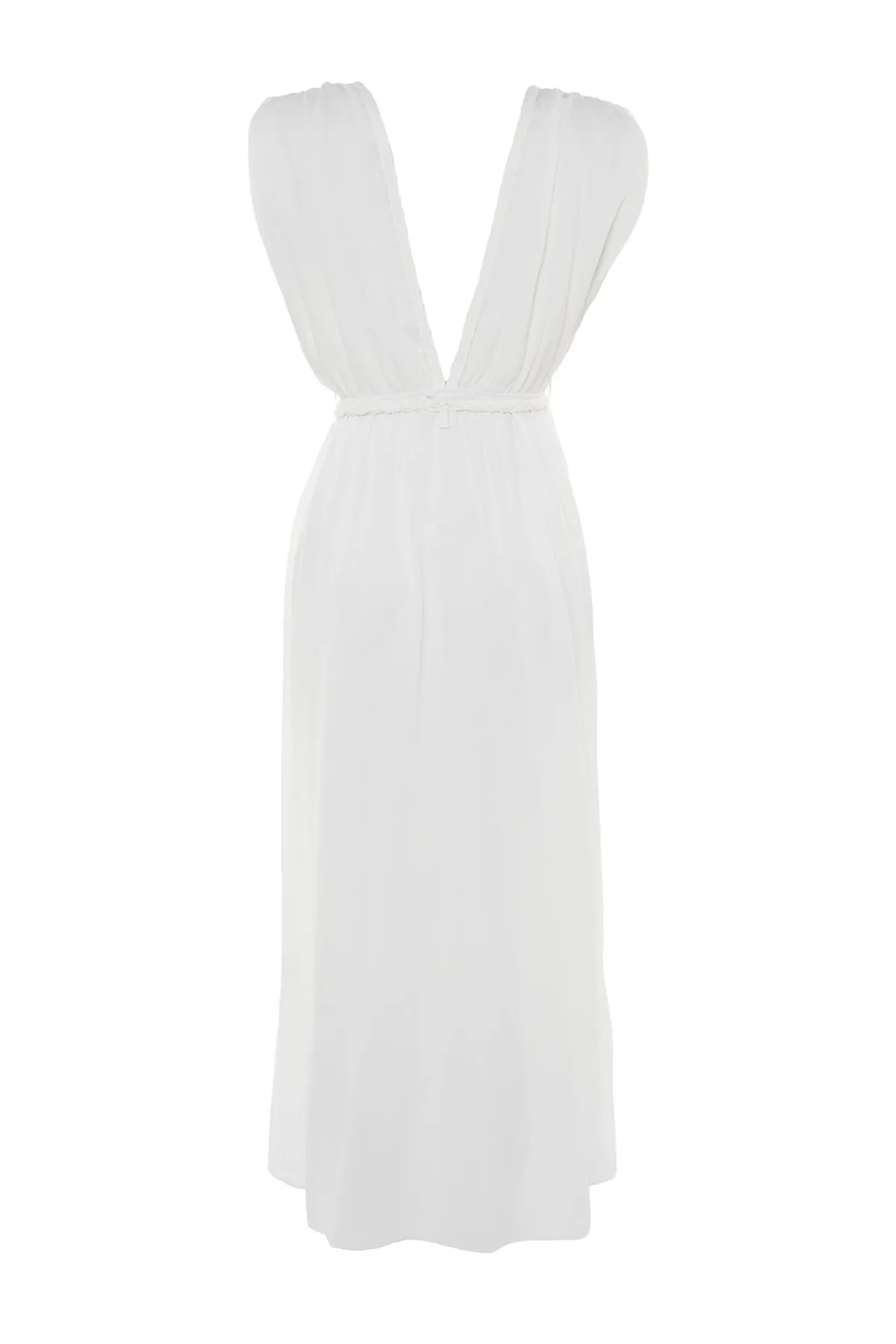 Trendyol Collection  Weißes Maxi-Strandkleid mit gewebtem Schlitz TBESS23EL00069