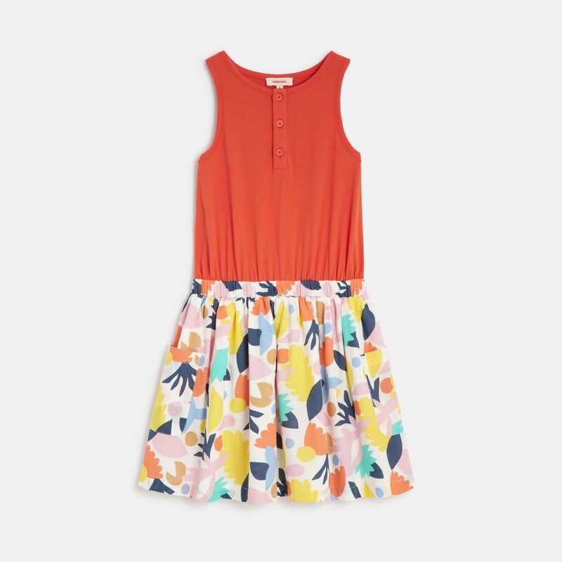 Robe fille bicolore rouge à motifs abstraits Catimini