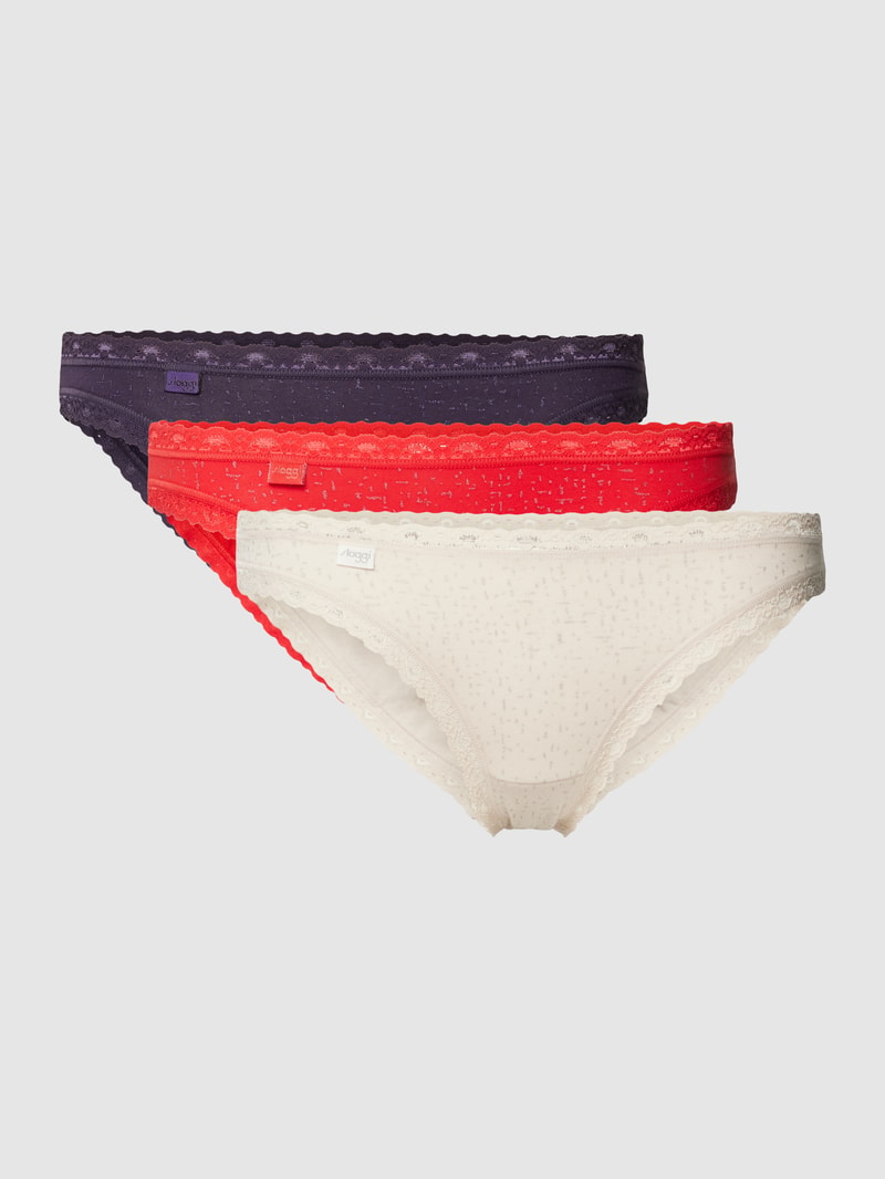Slip mit Strukturmuster im 3er-Pack in rot